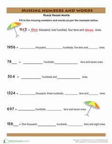 Missing Numbers and Words