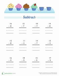 Subtraction Facts: Cupcake Subtraction