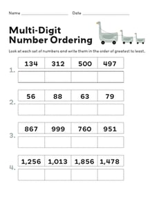 Multi-Digit Number Ordering