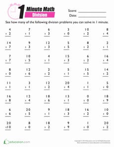 1-Minute Math Drill: Division