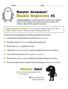 Monster Grammar! Double Negatives #1