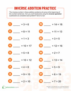 Additive Inverse Practice