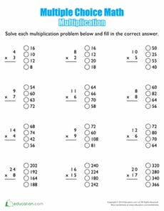 Multiple Choice Math: Multiplication