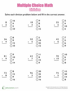 Multiple Choice Math: Division