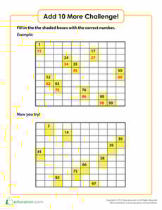 Adding Ten on a Hundred Chart
