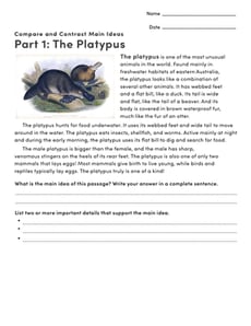 Compare and Contrast: Platypus