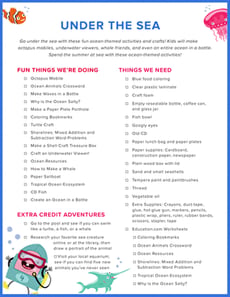 Under the Sea Checklist