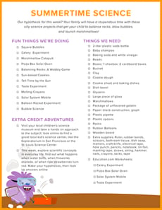 Summertime Science Checklist
