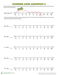 Number Line Frog Leap One-Digit Addition