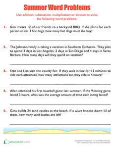 Summer Word Problems