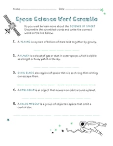 Space Science Word Scramble
