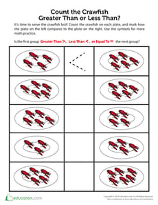 Count the Crawfish: Greater Than or Less Than?