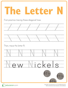 Practice Tracing the Letter N