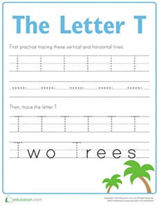 Practice Tracing the Letter T