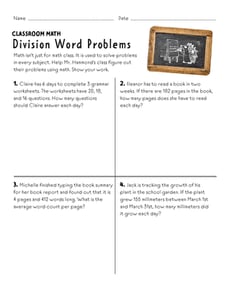 Classroom Math: Division Word Problems