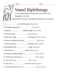 Practice Reading Vowel Diphthongs: AW