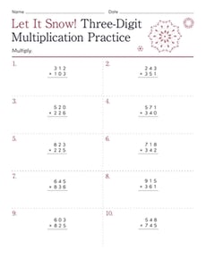 Let it Snow! Three-Digit Multiplication Practice