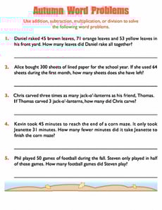 Autumn Word Problems