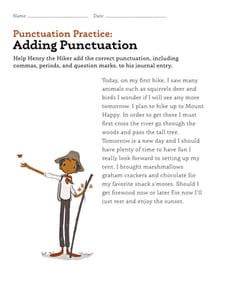 Punctuation Practice: Adding Punctuation