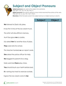 Subject and Object Pronouns