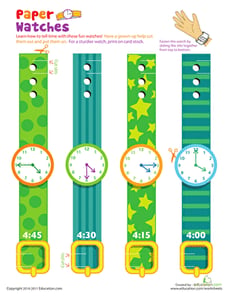Practice Telling Time with Play Watches: 4 O'Clock