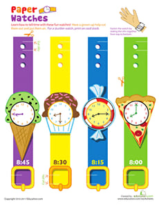 Practice Telling Time with Play Watches: 8 O'Clock
