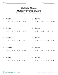 Multiple Choice: Multiply by One or Zero