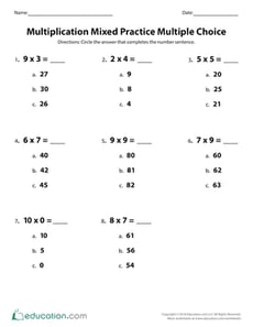 Multiplication Multiple Choice Mixed Practice