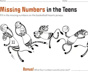 Missing Numbers in the Teens 