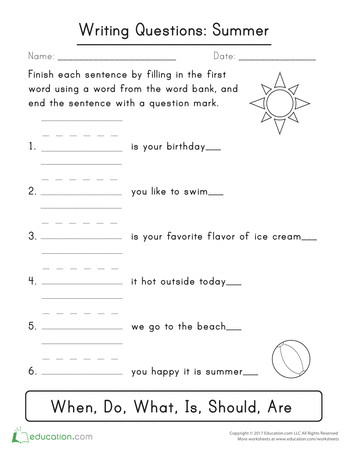 Writing Questions: Summer