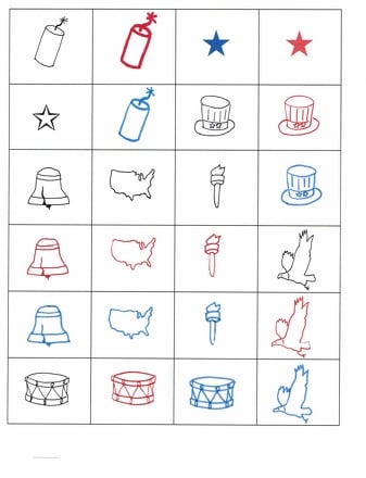 Kindergarten Math Activities: 4th of July Bingo