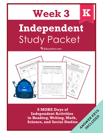 Kindergarten Independent Study Packet - Week 3