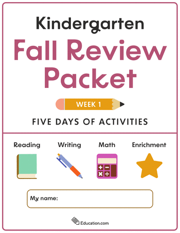 Kindergarten Fall Review Packet - Week 1