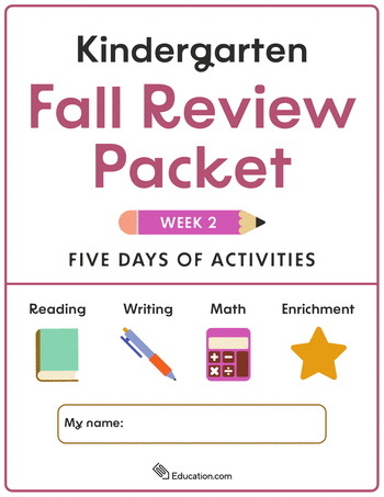 Kindergarten Fall Review Packet - Week 2