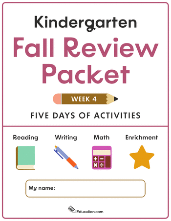 Kindergarten Fall Review Packet - Week 4