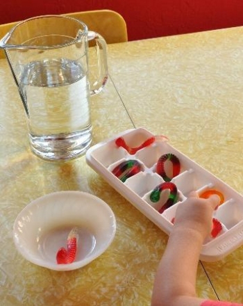 Make Gummy Worm Ice Cubes