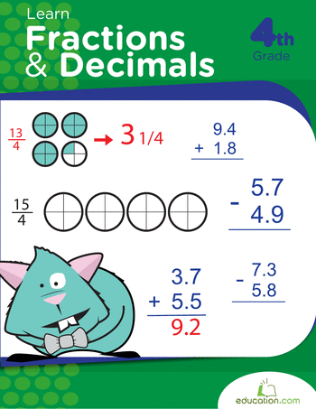 4th Grade Math Workbooks: Learn Fractions and Decimals