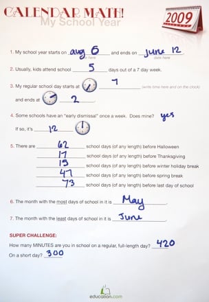 Do Some School Calendar Math