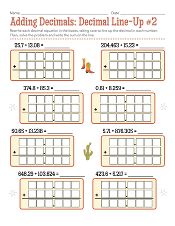 Adding Decimals: Decimal Line-Up #2