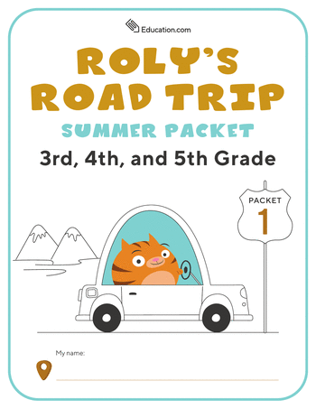 Roly's Road Trip: 3rd, 4th, and 5th Grade Summer Packet 1