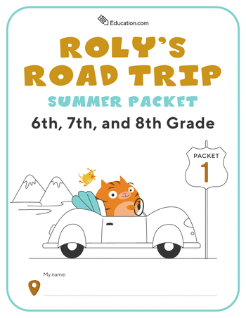 Roly's Road Trip: 6th, 7th, and 8th Grade Summer Packet 1