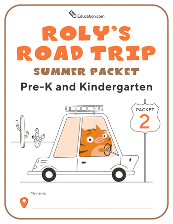 Roly's Road Trip: Pre-K and Kindergarten Summer Packet 2