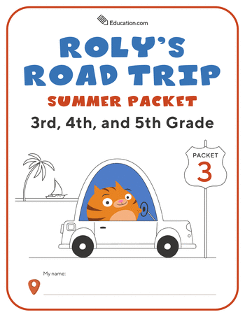 Roly's Road Trip: 3rd, 4th, and 5th Grade Summer Packet 3