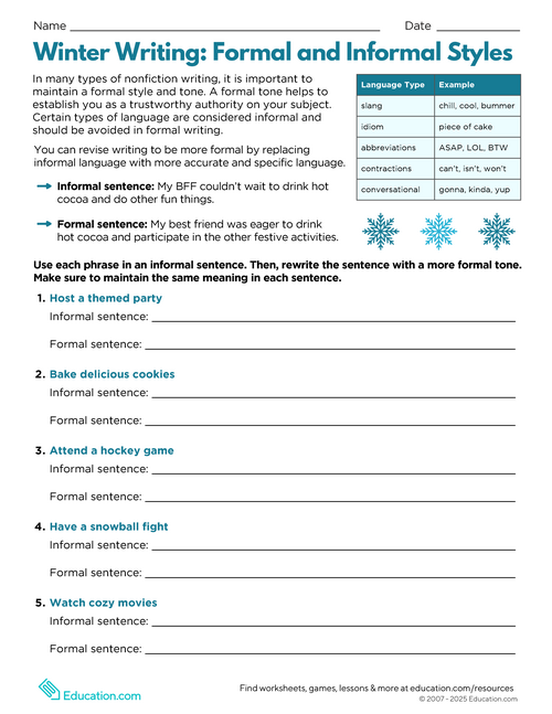 Eighth Grade Winter Break Packet | Workbook | Education.com