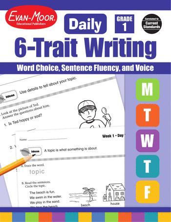 1st Grade English Language Arts Workbooks: Daily 6-Trait Writing, Grade 1: Word Choice, Sentence Fluency, and Voice