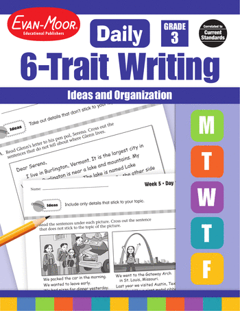 3rd Grade English Language Arts Workbooks: Daily 6-Trait Writing, Grade 3: Ideas and Organization