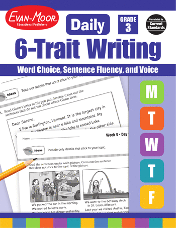3rd Grade English Language Arts Workbooks: Daily 6-Trait Writing, Grade 3: Word Choice, Sentence Fluency, and Voice