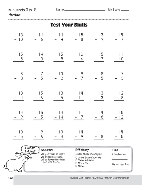 Building Math Fluency, Grade 1: Subtraction | Teacher Edition ...