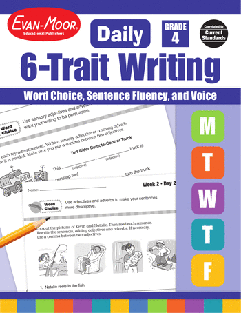 4th Grade English Language Arts Workbooks: Daily 6-Trait Writing, Grade 4: Word Choice, Sentence Fluency, and Voice