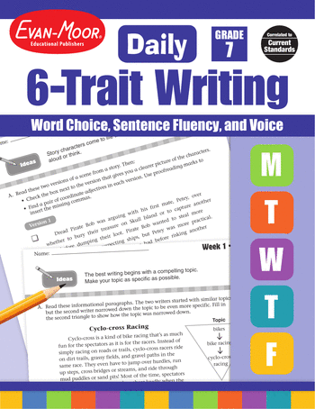 7th Grade English Language Arts Workbooks: Daily 6-Trait Writing, Grade 7: Word Choice, Sentence Fluency, and Voice